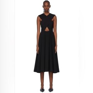 Rosetta Getty Black Sleeveless Midi Dress with Front Cutout